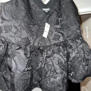 Express black floral embroidery tank top